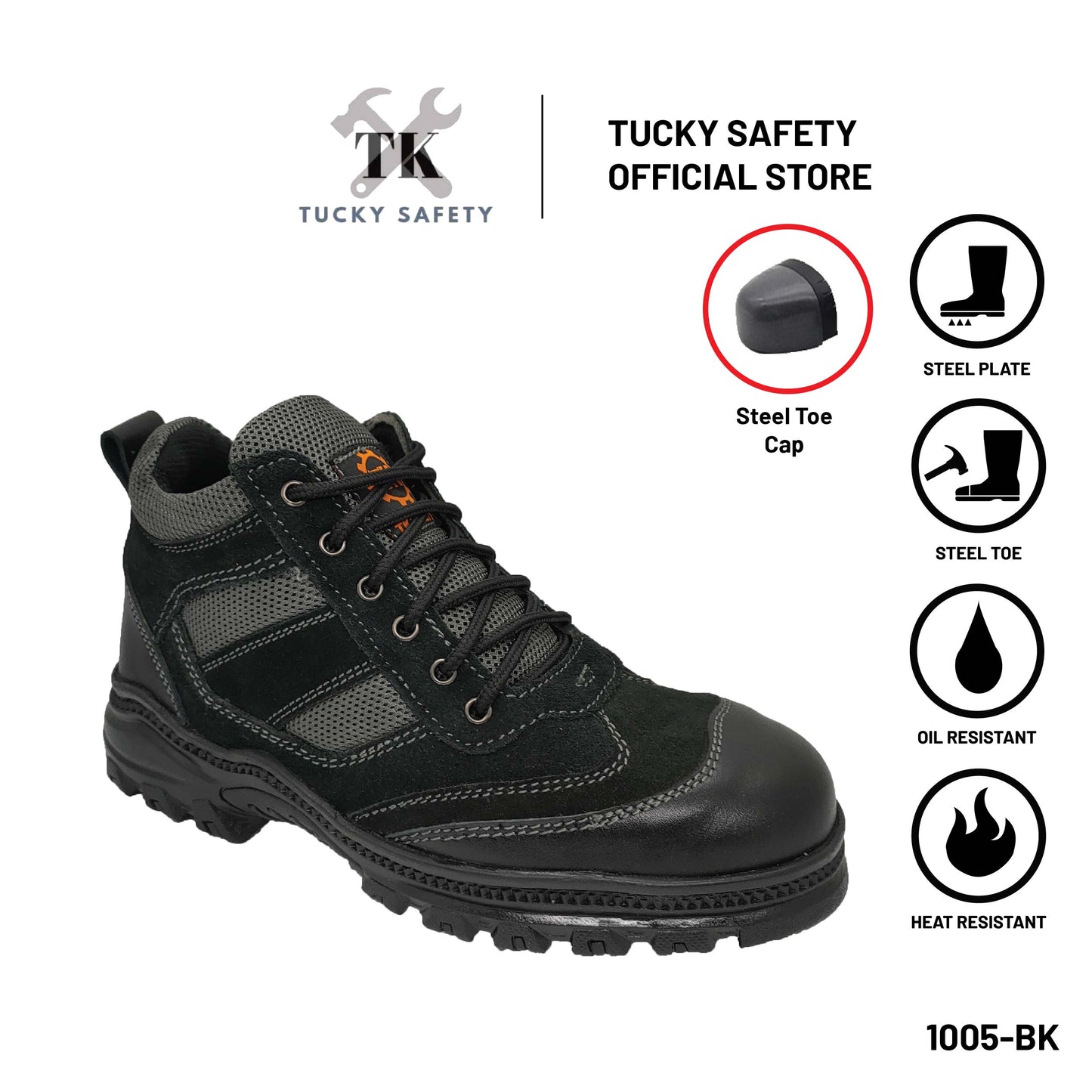 TK-1005 SERIES TK MEN'S SPORT DESIGN SAFETY SHOES /STEEL TOE STEEL PLATE / LELAKI SAFETY BOOT LACE UP SAFETY SHOE