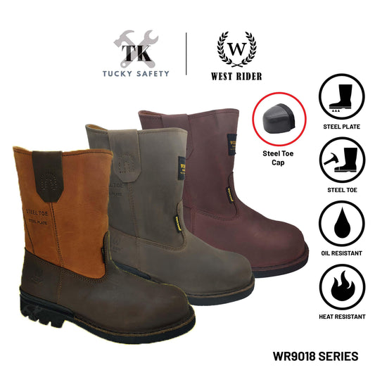 WR9018 - WEST RIDER SAFETY BOOT / KASUT SAFETY KERJA / LEATHER SAFETY BOOT HEAVY DUTY SAFETY BOOT HIGH CUT BOOT