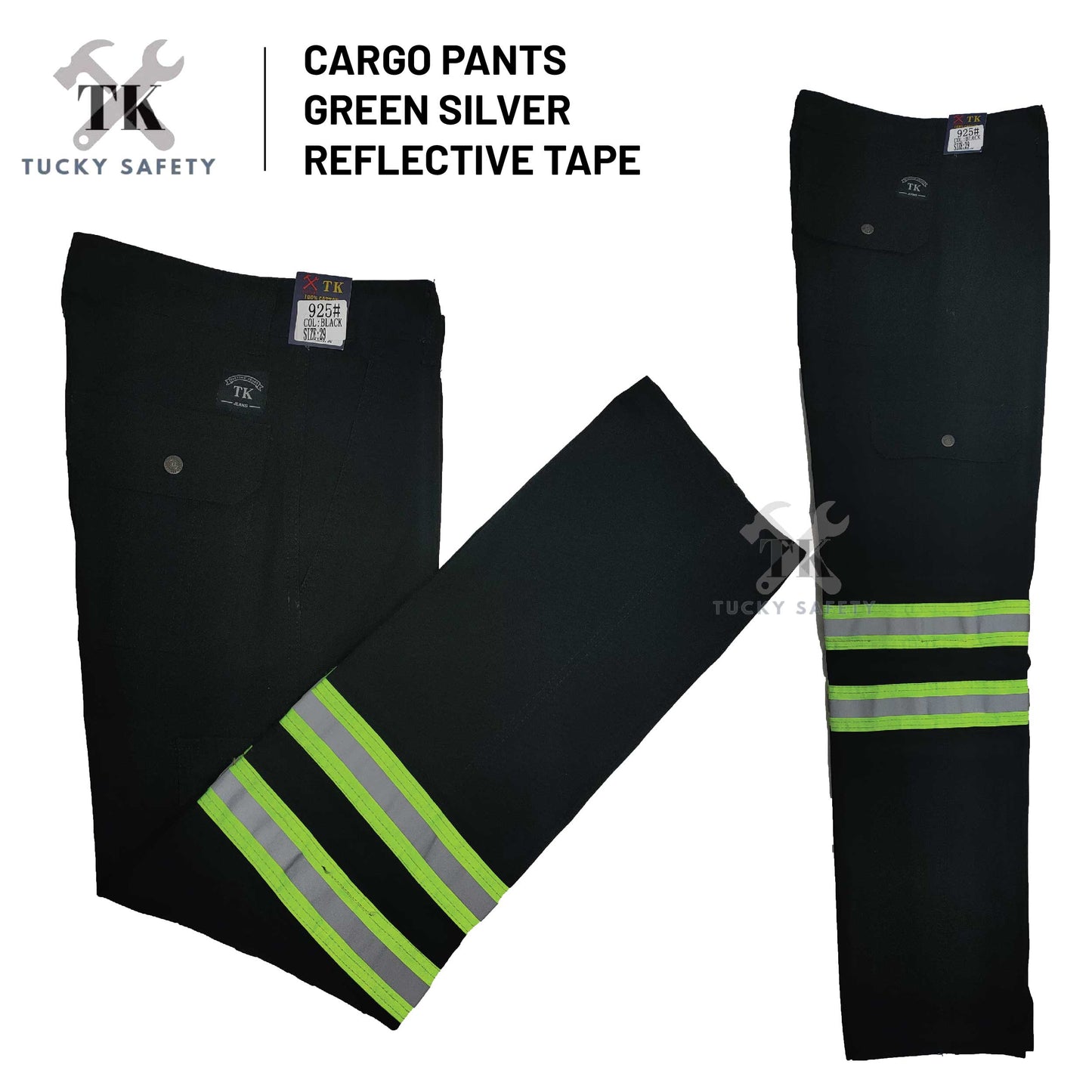 925 SERIES ( SIZE 28-50 ) MEN'S GREEN REFLECTIVE WORKING PANTS STRAIGHT CUT / CARGO PANTS / SELUAR KERJA LELAKI 反光带工作裤