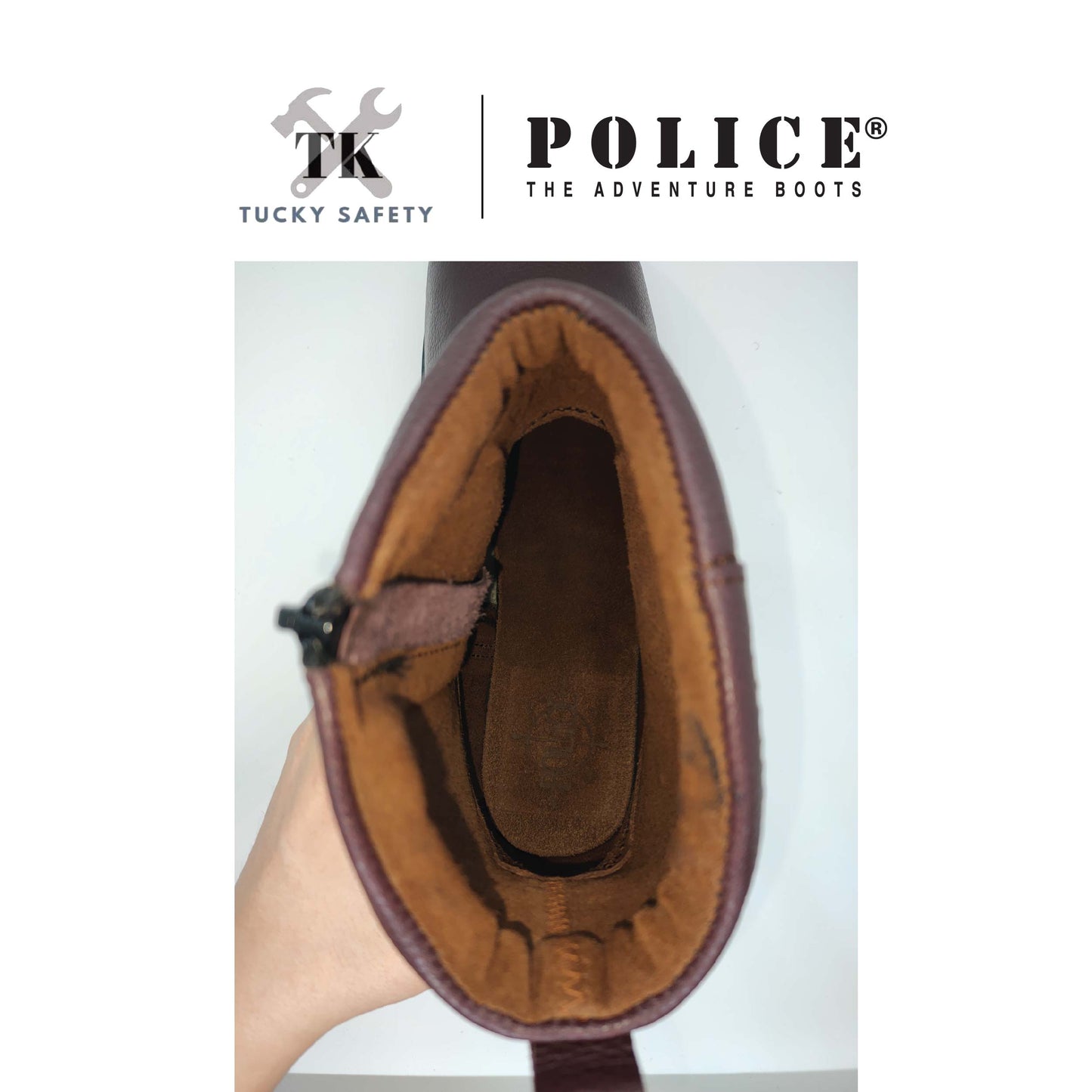 93058 SERIES POLICE PREMIUM LEATHER SAFETY BOOT MEN'S HEAVY DUTY SAFETY BOOT KASUT KERJA BOOT LELAKI ZIP BOOT