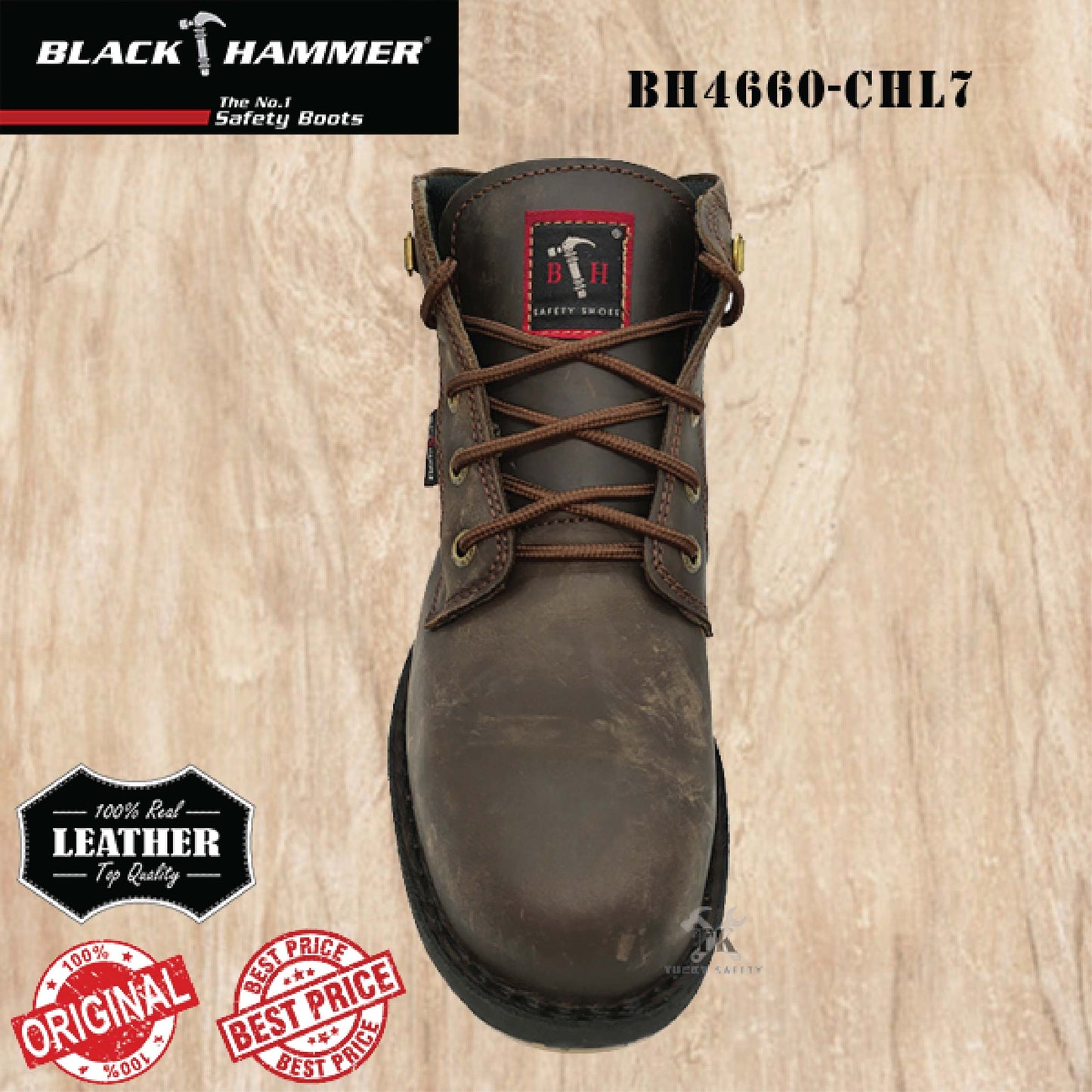 BH4660-CHL7 ( SIZE 5-12 ) BLACK HAMMER MEN'S MID CUT SLIP ON WITH ZIP SAFETY SHOES / KASUT SAFETY LELAKI