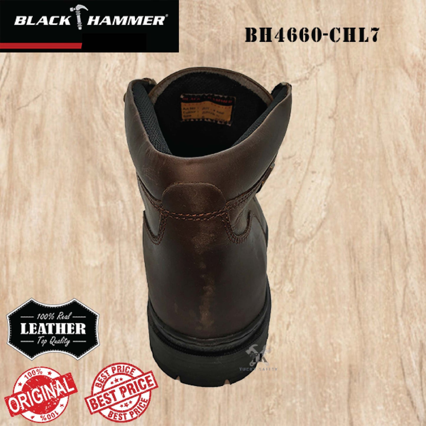 BH4660-CHL7 ( SIZE 5-12 ) BLACK HAMMER MEN'S MID CUT SLIP ON WITH ZIP SAFETY SHOES / KASUT SAFETY LELAKI