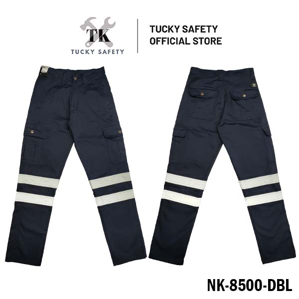 NK-8500 NK WORKING LONG PANTS WITH 2 REFLECTOR / STRAIGHT CUT CARGO PANTS / SELUAR PANJANG KERJA 2 LINE PANTULAN 2 GARIS LINE PANTUL