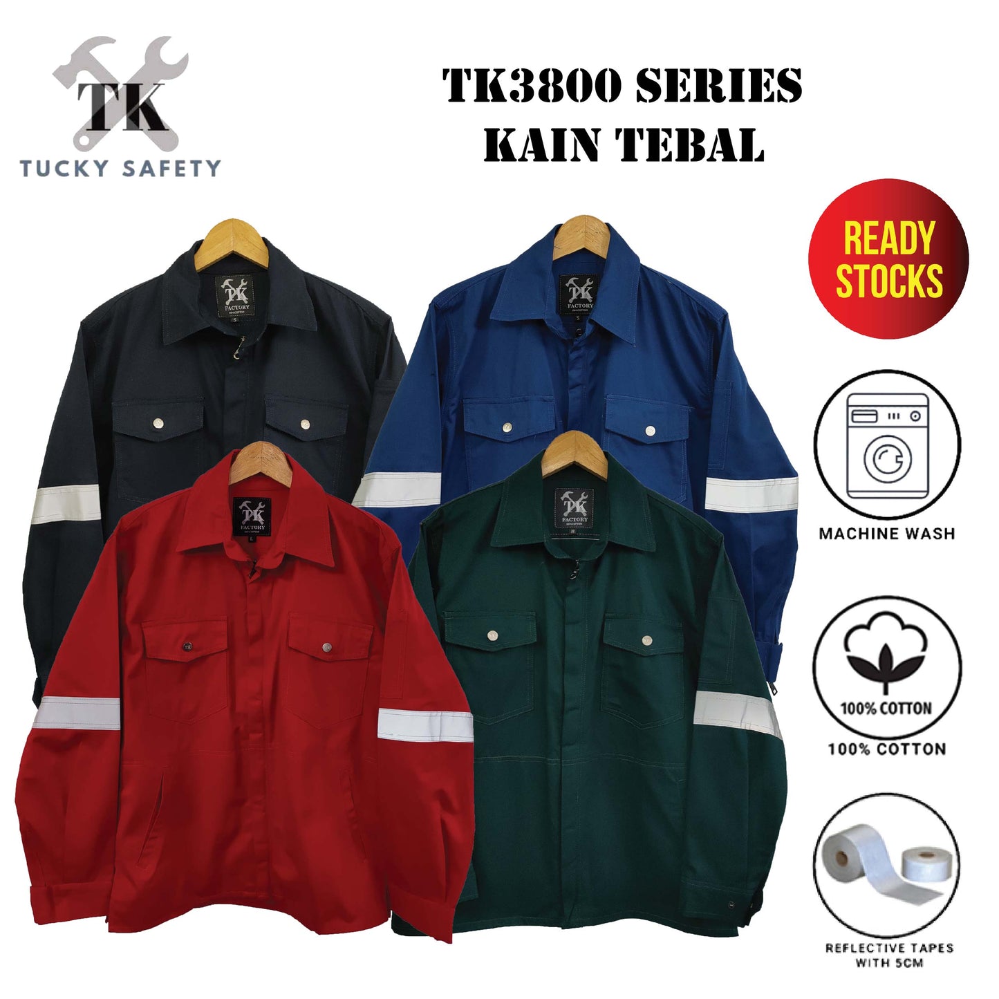 TK3800 - SIZE S - 5XL TK SAFETY JACKET TEBAL / WORKING JACKET 240GSM
