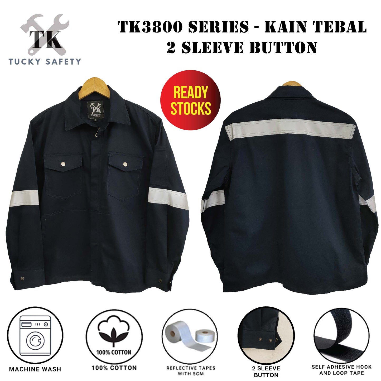TK3800 - SIZE S - 5XL TK SAFETY JACKET TEBAL / WORKING JACKET 240GSM