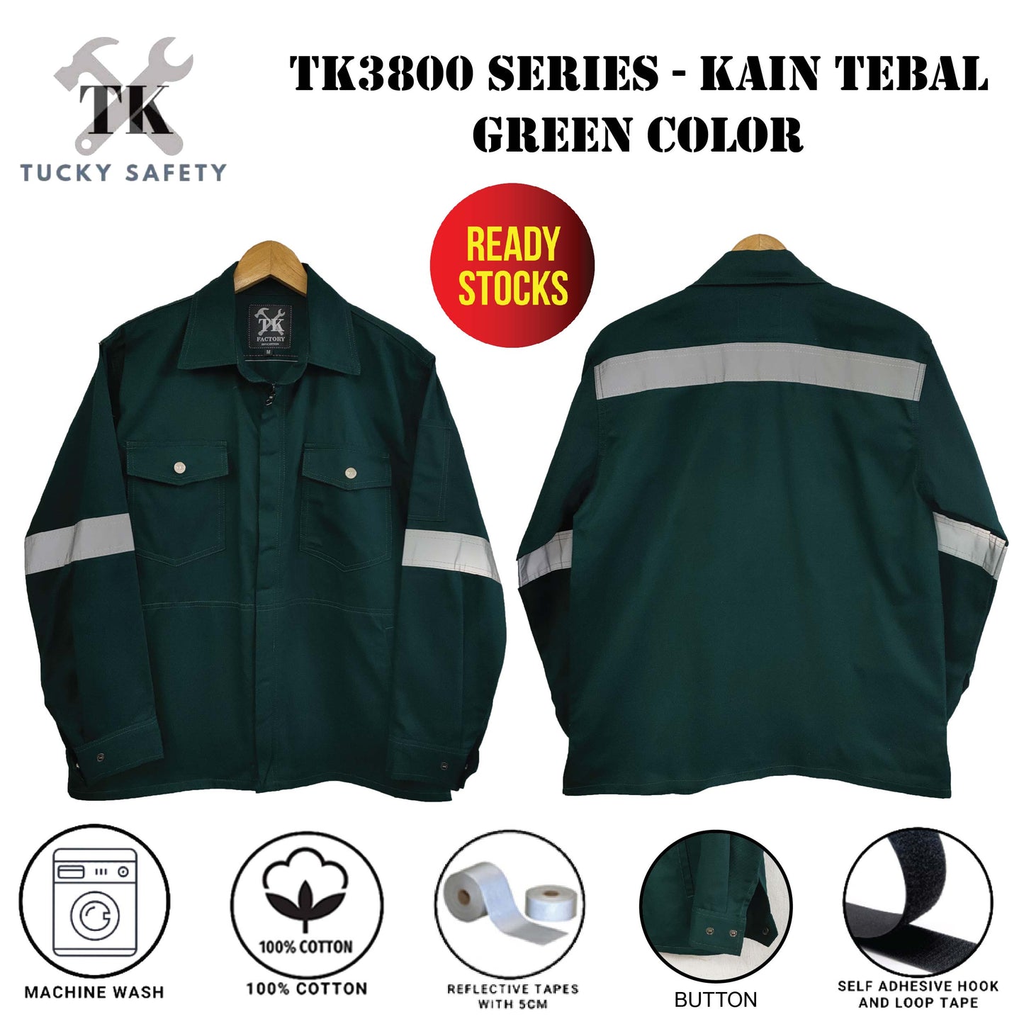 TK3800 - SIZE S - 5XL TK SAFETY JACKET TEBAL / WORKING JACKET 240GSM