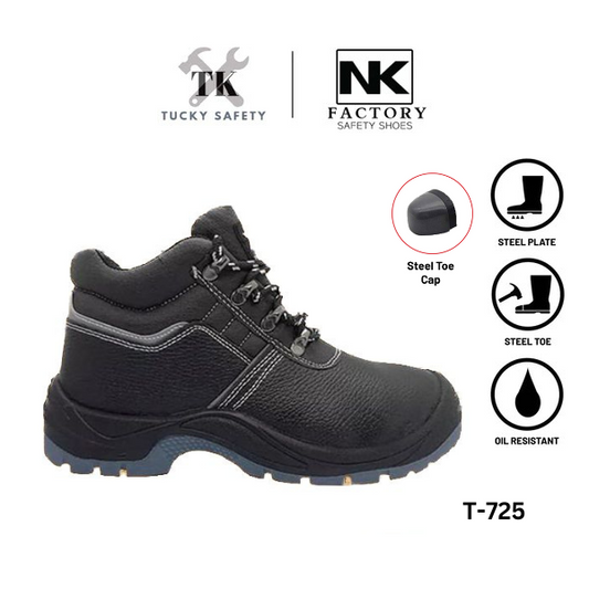 T-725 SERIES NK MEN'S SAFETY SHOES / HEAVY DUTY WORKING SHOES / KASUT KERJA LELAKI- BLACK