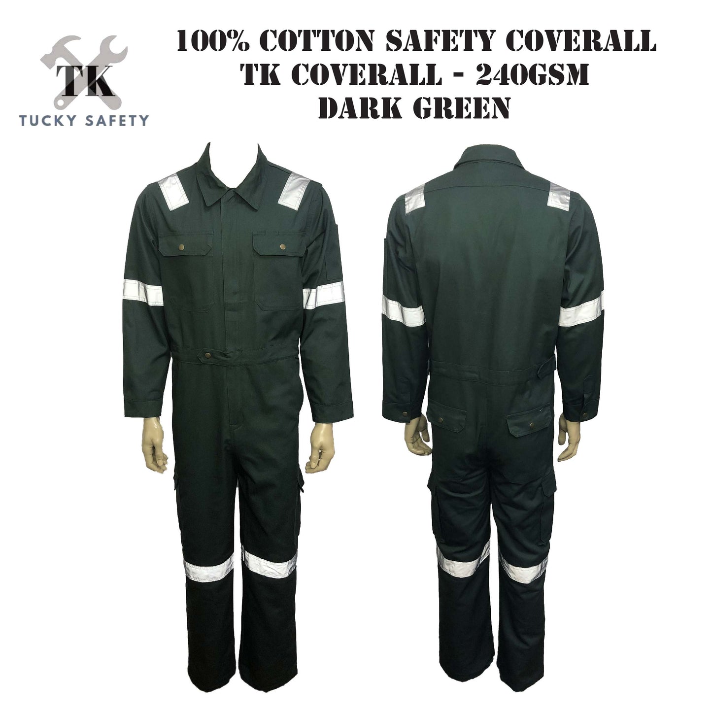 TK8810 - TK SAFETY REFLECTIVE COVERALL - HEAVY DUTY COVERALL SAFETY COVERALL Thick Material Kain Tebal 240gsm