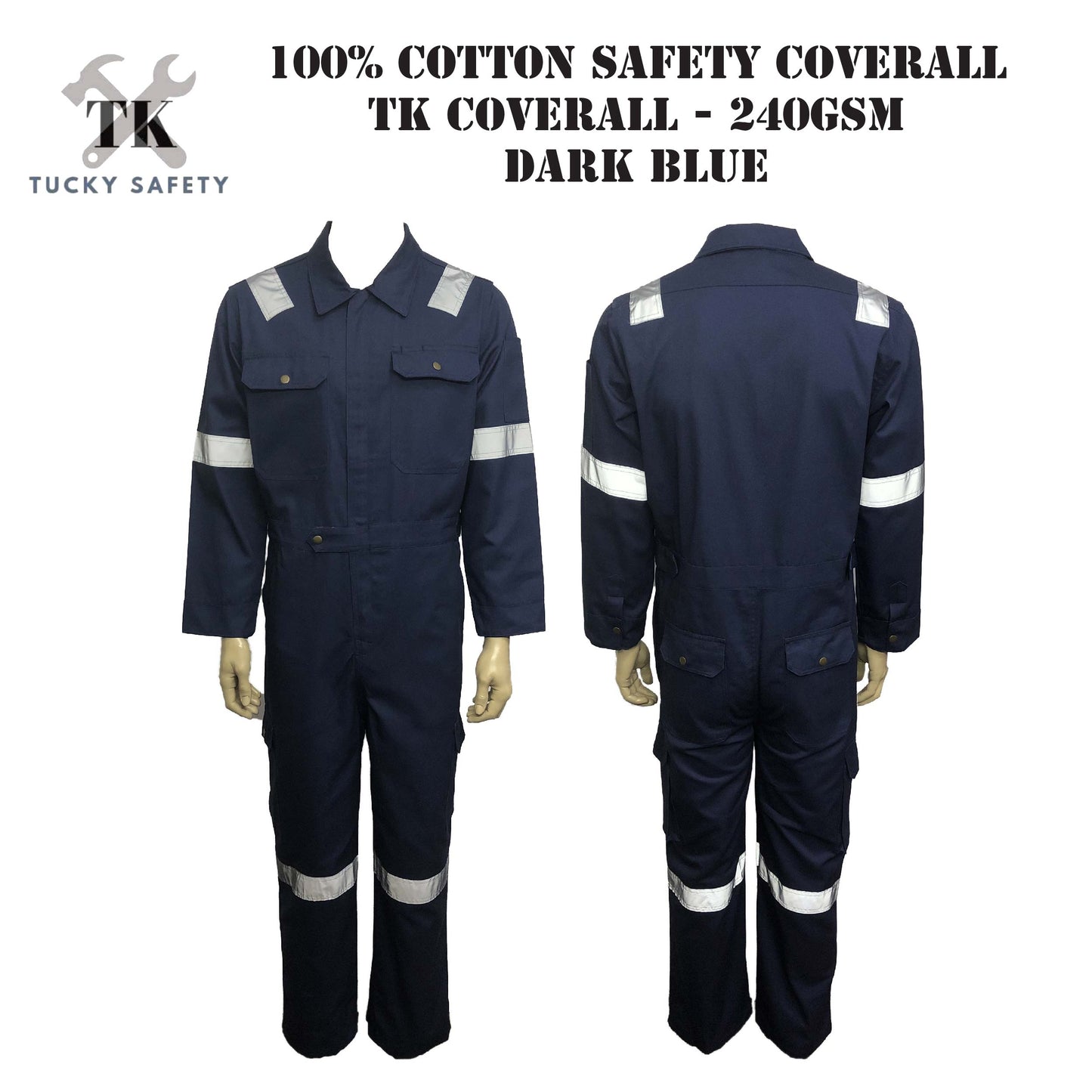 TK8810 - TK SAFETY REFLECTIVE COVERALL - HEAVY DUTY COVERALL SAFETY COVERALL Thick Material Kain Tebal 240gsm