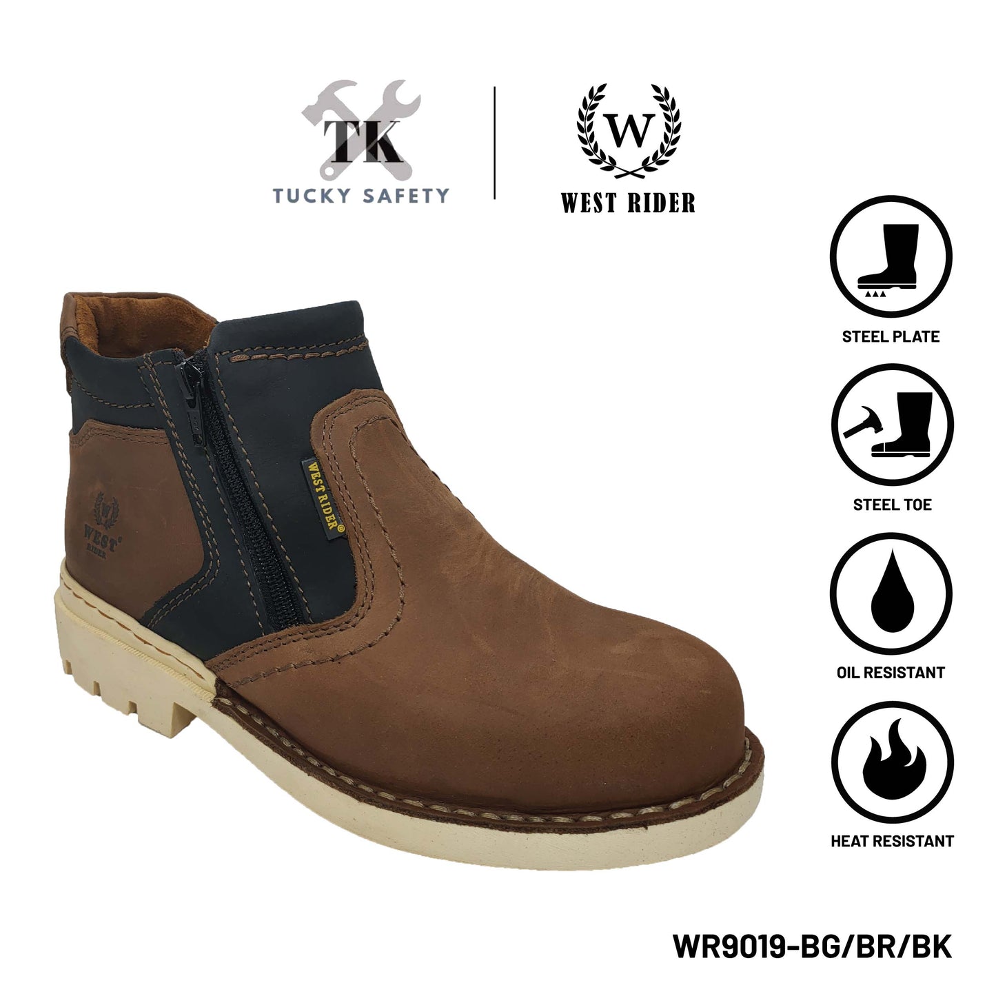 WR9019 BG -WEST RIDER MEN'S WORKING SAFETY BOOT / KASUT SAFETY KERJA LELAKI / MEN'S LEATHER WORKING SAFETY BOOT