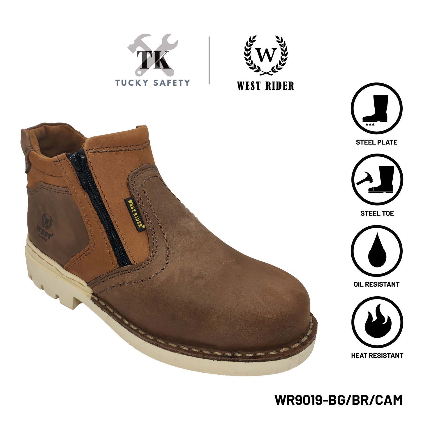 WR9019 BG -WEST RIDER MEN'S WORKING SAFETY BOOT / KASUT SAFETY KERJA LELAKI / MEN'S LEATHER WORKING SAFETY BOOT