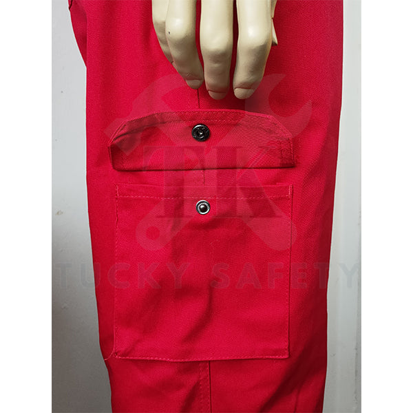 TK8820 TK 100% COTTON MEN'S WORKING COVERALL WITH BUTTON / DOUBLE ZIPPER COVERALL KERJA LELAKI- MAROON
