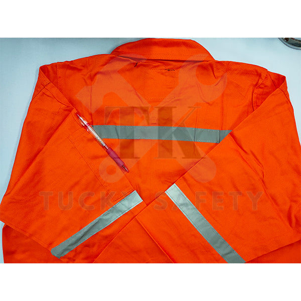 TK3500 - ORANGE TK 100% COTTON MEN'S SAFETY WORKING JACKET / MEN'S COOLER WORKING JACKET / BAJU KERJA LELAKI 3500