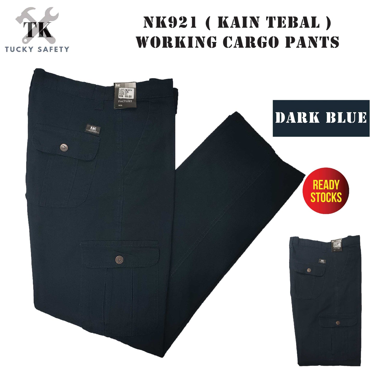 921 SERIES - ( SIZE 28-50 ) SELUAR CARGO KERJA KAIN TEBAL POKET TEPI LELAKI / WORKING CARGO PANTS STRAIGHT CUT