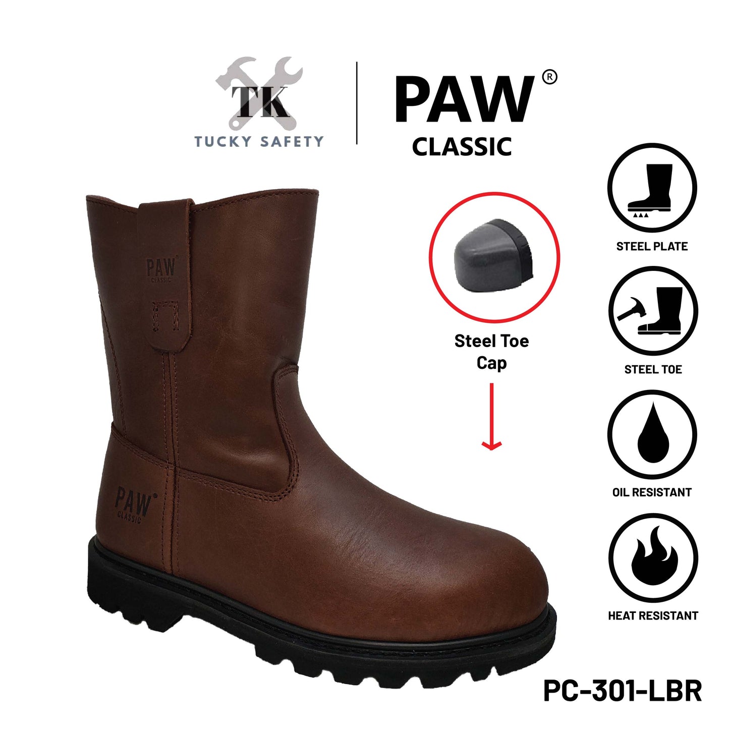 PC-301 [ PAW CLASSIC ] MEN'S HEAVY DUTY SAFETY BOOT / KASUT KERJA LELAKI SAFETY BOOT STEEL TOE STEEL PLATE SAFETY BOOT