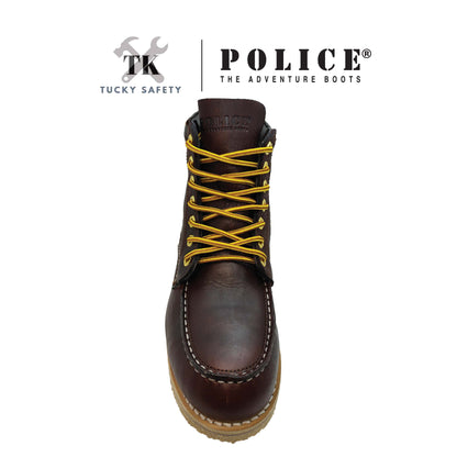 93602 Light Weight - [ POLICE ] LIGHT WEIGHT PREMIUM LEATHER MEN'S SAFETY BOOT / KASUT KERJA SAFETY BOOT LELAKI