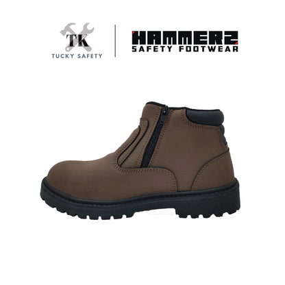 HM2-223 [ HAMMER 2 ] 6" Zip-Up Ankle Boots Leather Safety Boot Non-Metallic Toe Cap and Midsole