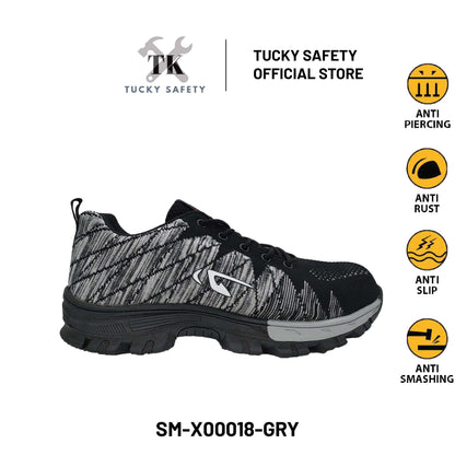 SM-X00018 SPORT DESIGN SAFETY SHOE / LIGHT WEIGHT SPORT SERIES STEEL TOE LACES SPORTY SAFETY MEN WORK SHOE