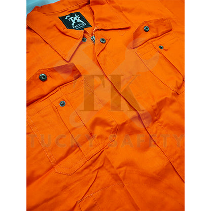 TK3500 - ORANGE TK 100% COTTON MEN'S SAFETY WORKING JACKET / MEN'S COOLER WORKING JACKET / BAJU KERJA LELAKI 3500
