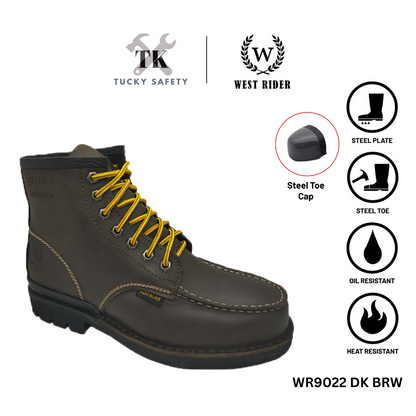 WR9022-WEST RIDER MEN'S WORKING SAFETY BOOT / KASUT SAFETY KERJA LELAKI / MEN'S LEATHER WORKING SAFETY BOOT