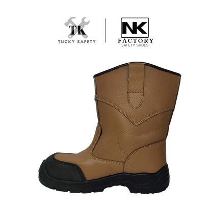 NK-2-BRW NK SAFETY SHOES STEEL TOE CAP SAFETY BOOT STEEL PLATE PU SOLE / KASUT SAFETY KERJA ARTIFICIAL LEATHER