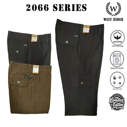 2066 SERIES - GY & KH [ WEST RIDER ] ( SIZE 28-40 ) MEN'S STRAIGHT CUT WORKING CARGO PANTS / SELUAR PANJANG KERJA LELAKI