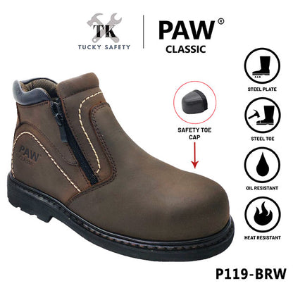 P119-BRW [ PAW CLASSIC ] MEN'S HEAVY DUTY SAFETY BOOT / KASUT KERJA LELAKI SAFETY BOOT STEEL TOE STEEL PLATE SAFETY BOOT