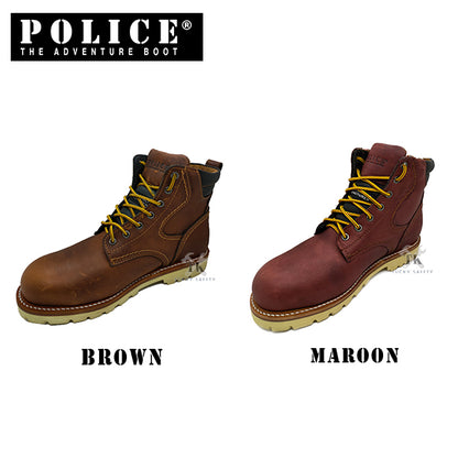 93078 SERIES POLICE PREMIUM LEATHER MEN'S SAFETY BOOT / MEN'S HEAVY DUTY SAFETY BOOT / KASUT LELAKI