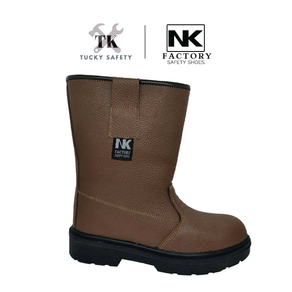 NK-1-BRW NK SAFETY SHOES STEEL TOE CAP SAFETY BOOT STEEL PLATE PU SOLE / KASUT SAFETY KERJA ARTIFICIAL LEATHER