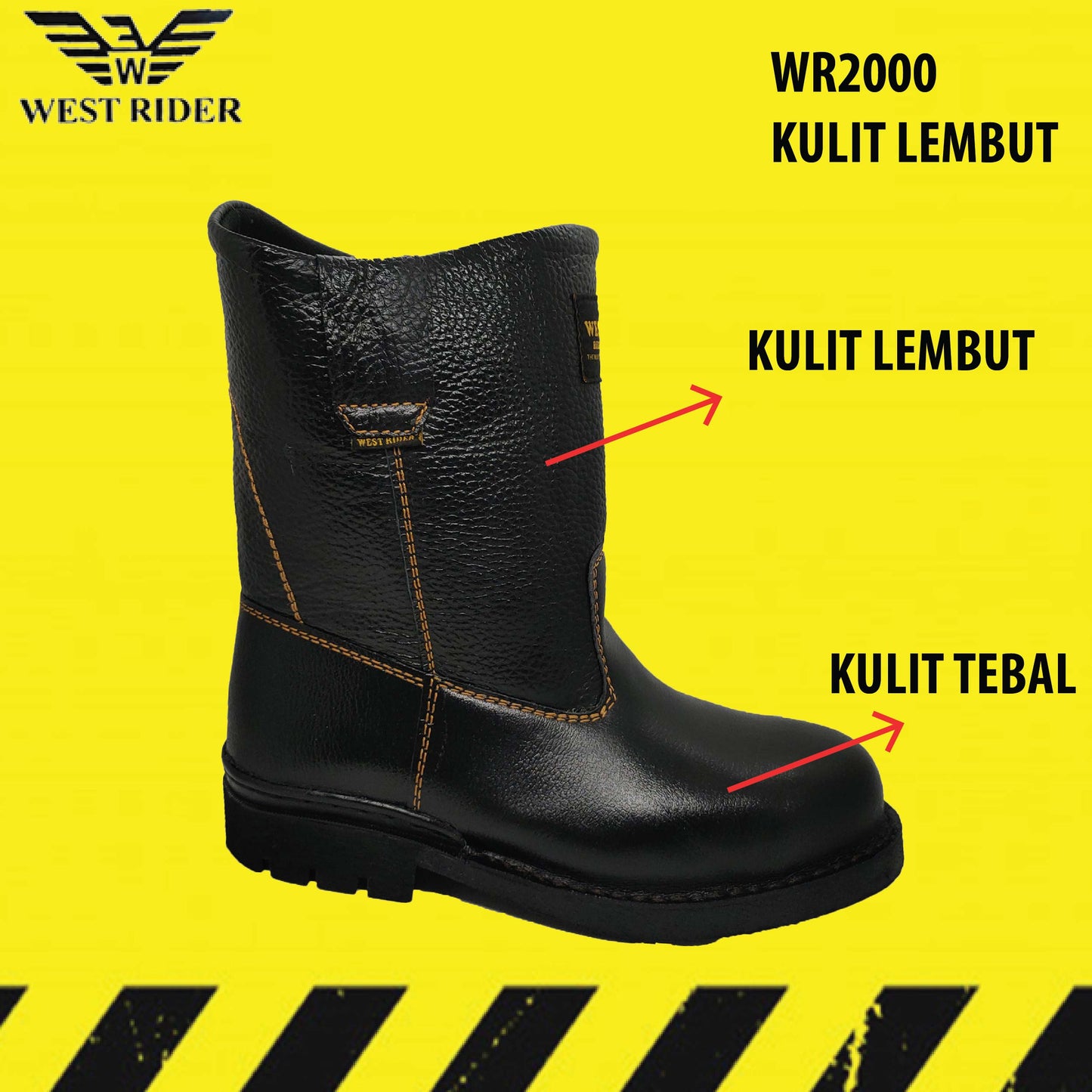 WR2000 Lembut+Keras - WEST RIDER HIGH CUT SAFETY BOOT / STEEL TOE CAP OIL RESISTANT / KASUT KERJA LELAKI