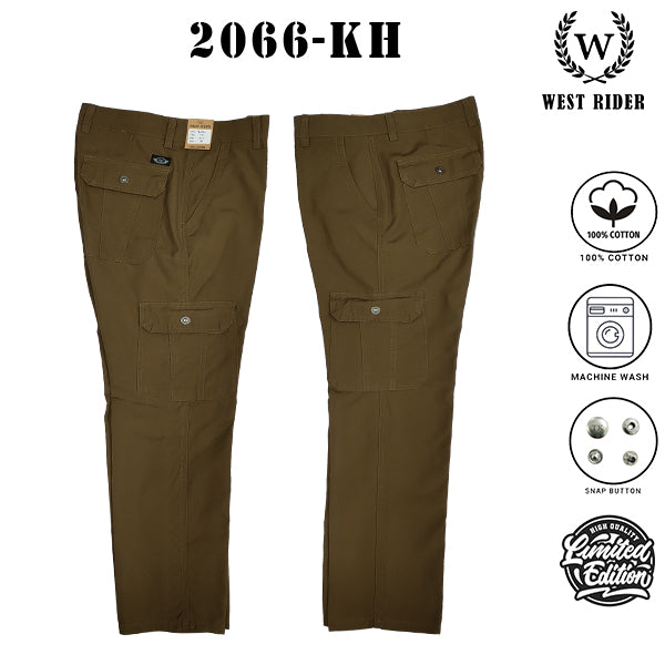 2066 SERIES - GY & KH [ WEST RIDER ] ( SIZE 28-40 ) MEN'S STRAIGHT CUT WORKING CARGO PANTS / SELUAR PANJANG KERJA LELAKI