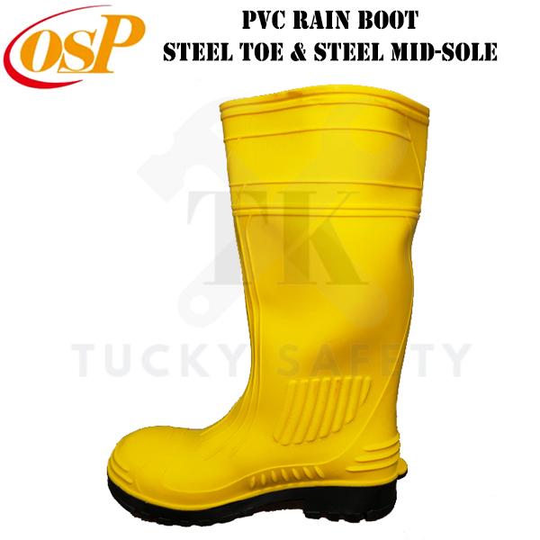 [ READY STOCK ] ( SIZE 5-11 ) OSP SAFETY RUBBER BOOTS WITH STEEL TOE CAP AND MID SOLE / RICO YELLOW BOOT