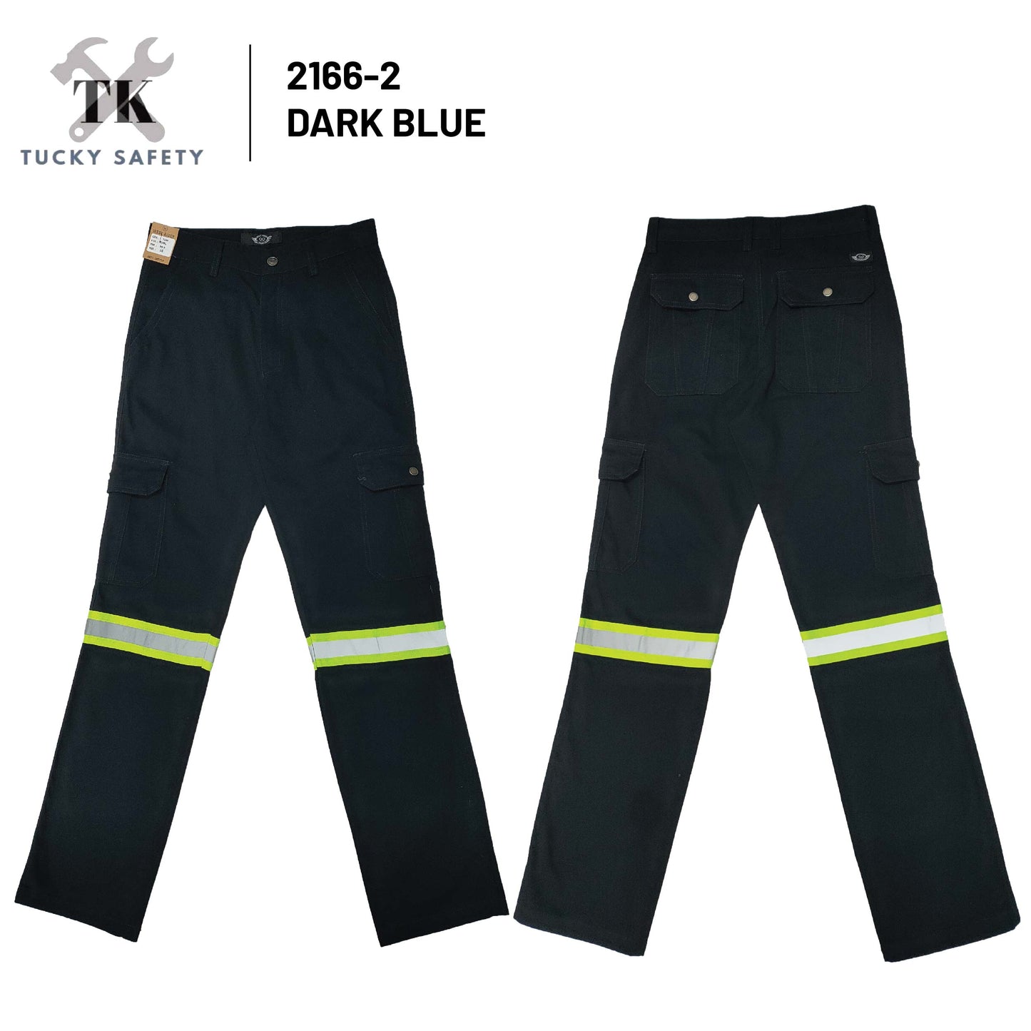 2166-2-BL Green Silver Line ( SIZE 28-50 ) WEST RIDER MEN'S REFLECTIVE WORKING PANTS STRAIGHT CUT / CARGO PANTS / SELUAR KERJA LELAKI