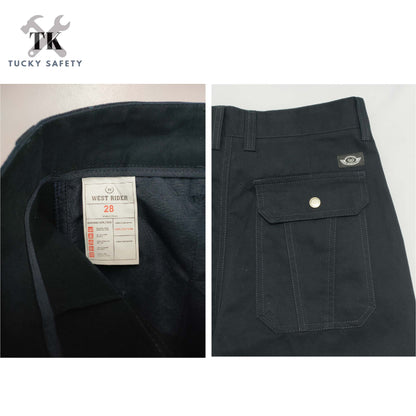 2166-2-BL Green Silver Line ( SIZE 28-50 ) WEST RIDER MEN'S REFLECTIVE WORKING PANTS STRAIGHT CUT / CARGO PANTS / SELUAR KERJA LELAKI