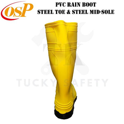 [ READY STOCK ] ( SIZE 5-11 ) OSP SAFETY RUBBER BOOTS WITH STEEL TOE CAP AND MID SOLE / RICO YELLOW BOOT