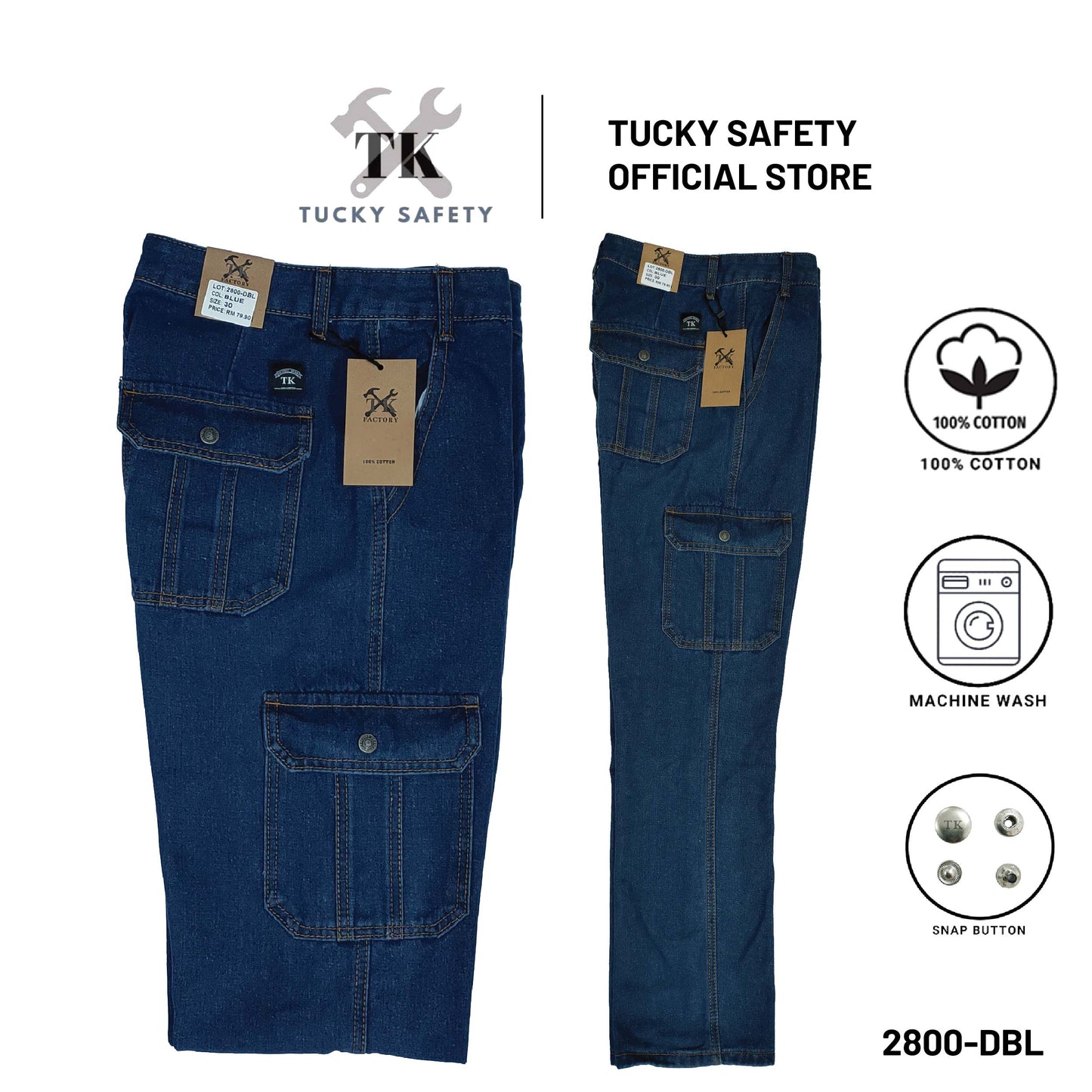 2800-DBL TK SIZE 28-48 SELUAR CARGO KERJA KAIN TEBAL POKET TEPI LELAKI / MEN'S WORKING CARGO PANTS