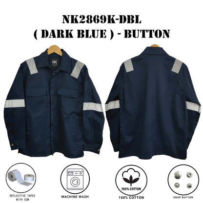 2869K Button - SIZE XS - 6XL PPE SAFETY JACKET / BAJU KERJA / CLOTHES ( BUTTON SERIES )