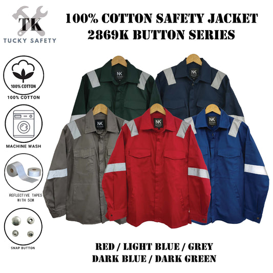 2869K Button - SIZE XS - 6XL PPE SAFETY JACKET / BAJU KERJA / CLOTHES ( BUTTON SERIES )