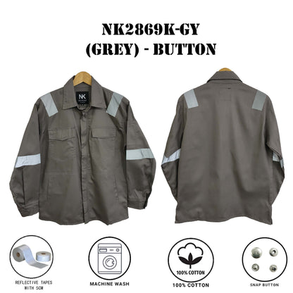 2869K Button - SIZE XS - 6XL PPE SAFETY JACKET / BAJU KERJA / CLOTHES ( BUTTON OR TAPE SERIES )