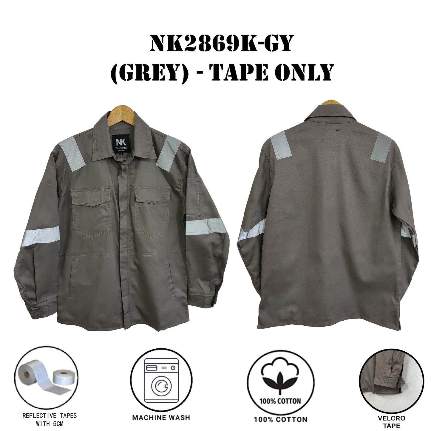 2869K Button - SIZE XS - 6XL PPE SAFETY JACKET / BAJU KERJA / CLOTHES ( BUTTON SERIES )