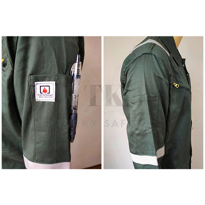 TK FRC HIGH QUALITY TK FRC FIRE RETERDANT COVERALL / SAFETY REFLECTIVE COVERALL ( READY STOCK ) DARK GREEN