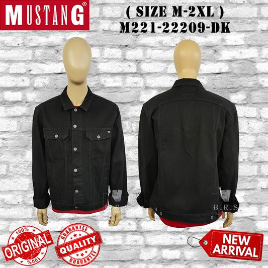 M221-22209 [ MUSTANG ] SIZE M-2XL MEN'S HIGH QUALITY BLACK DENIM JACKET / JAKET LENGAN PANJANG LELAKI