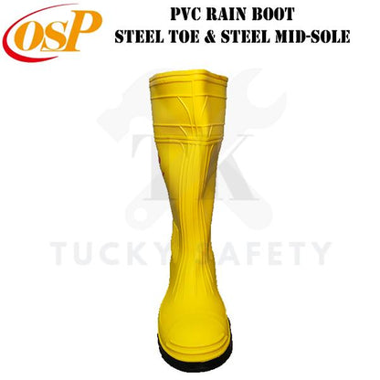 [ READY STOCK ] ( SIZE 5-11 ) OSP SAFETY RUBBER BOOTS WITH STEEL TOE CAP AND MID SOLE / RICO YELLOW BOOT