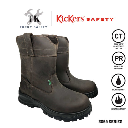 3069 [ KICKERS SAFETY ] BUT KESELAMATAN LELAKI KERJA BERAT HUJUNG KELULI PLAT KELULI HIGH CUT SAFETY BOOT WATERPROOF