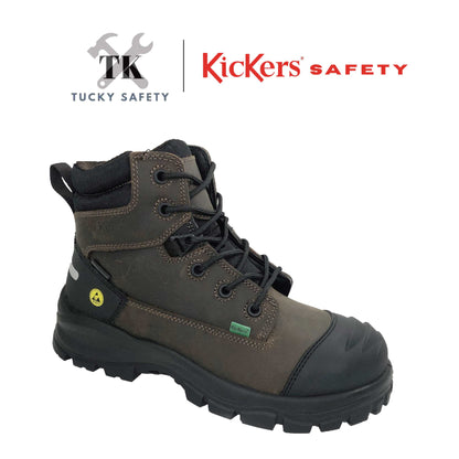 3066 [ KICKERS SAFETY ] BUT KESELAMATAN ESD LELAKI BERTALI KERJA BERAT HUJUNG KELULI PLAT KELULI MID CUT SAFETY BOOT ESD