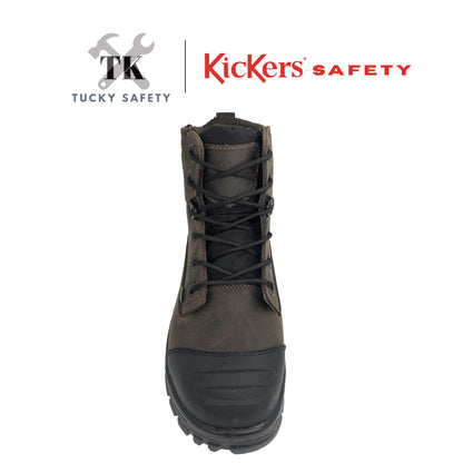 3066 [ KICKERS SAFETY ] BUT KESELAMATAN ESD LELAKI BERTALI KERJA BERAT HUJUNG KELULI PLAT KELULI MID CUT SAFETY BOOT ESD