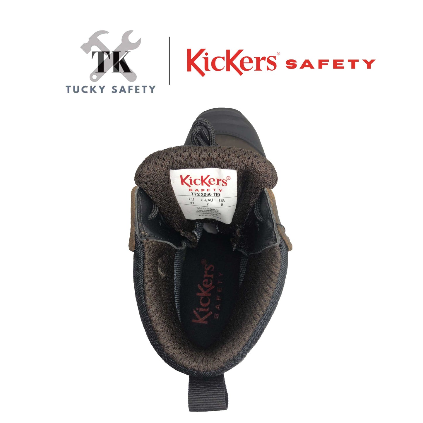 3066 [ KICKERS SAFETY ] BUT KESELAMATAN ESD LELAKI BERTALI KERJA BERAT HUJUNG KELULI PLAT KELULI MID CUT SAFETY BOOT ESD