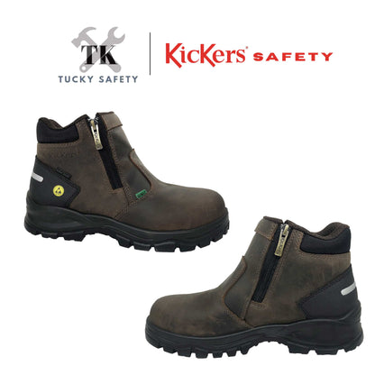 3068 [ KICKERS SAFETY ] BUT KESELAMATAN ESD LELAKI ZIPPER KERJA BERAT HUJUNG KELULI PLAT KELULI MID CUT SAFETY BOOT ESD