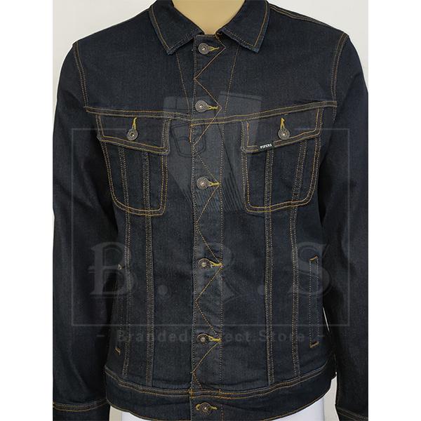 P921-70996 [ PIPERS ]  ( SIZE L-2XL ) MEN'S DENIM STRETCHABLE JEANS JACKET / PLAIN CASUAL LONG SLEEVE JACKET