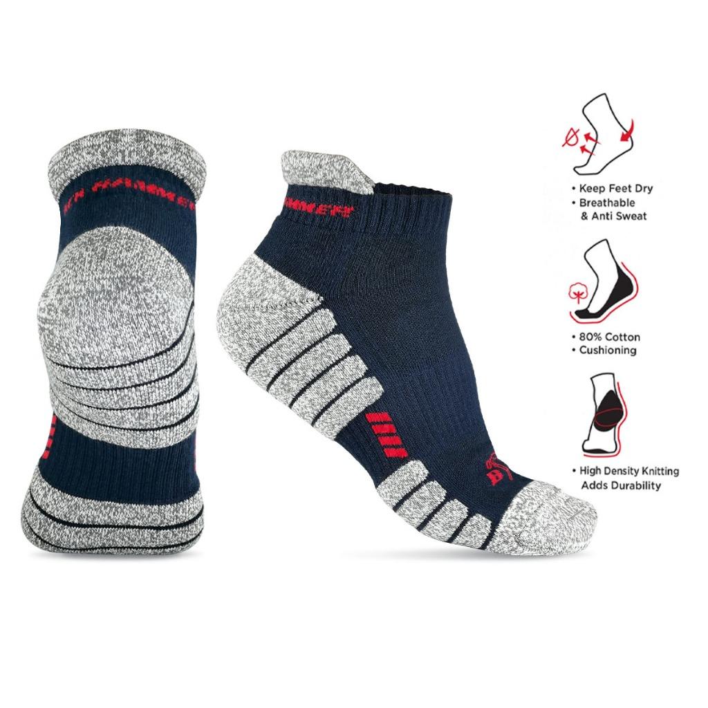 ST00221 - BLACK HAMMER Heavy Duty Sport Series Performance Low Ankle Socks Durable Comfort Cotton Sock Breathable Stokin Lelaki Kerja